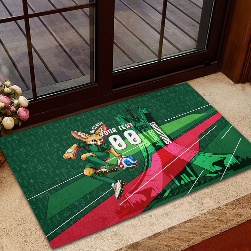 Personalized Algeria Football Champions Rubber Doormat Fennec Fox Mascot - Algiers Martyrs Memorial