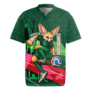 Personalized Algeria Football Champions Rugby Jersey Fennec Fox Mascot - Algiers Martyrs Memorial