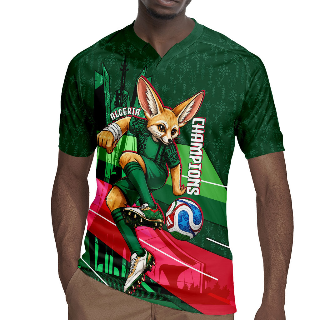 Personalized Algeria Football Champions Rugby Jersey Fennec Fox Mascot - Algiers Martyrs Memorial