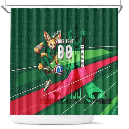 Personalized Algeria Football Champions Shower Curtain Fennec Fox Mascot - Algiers Martyrs Memorial