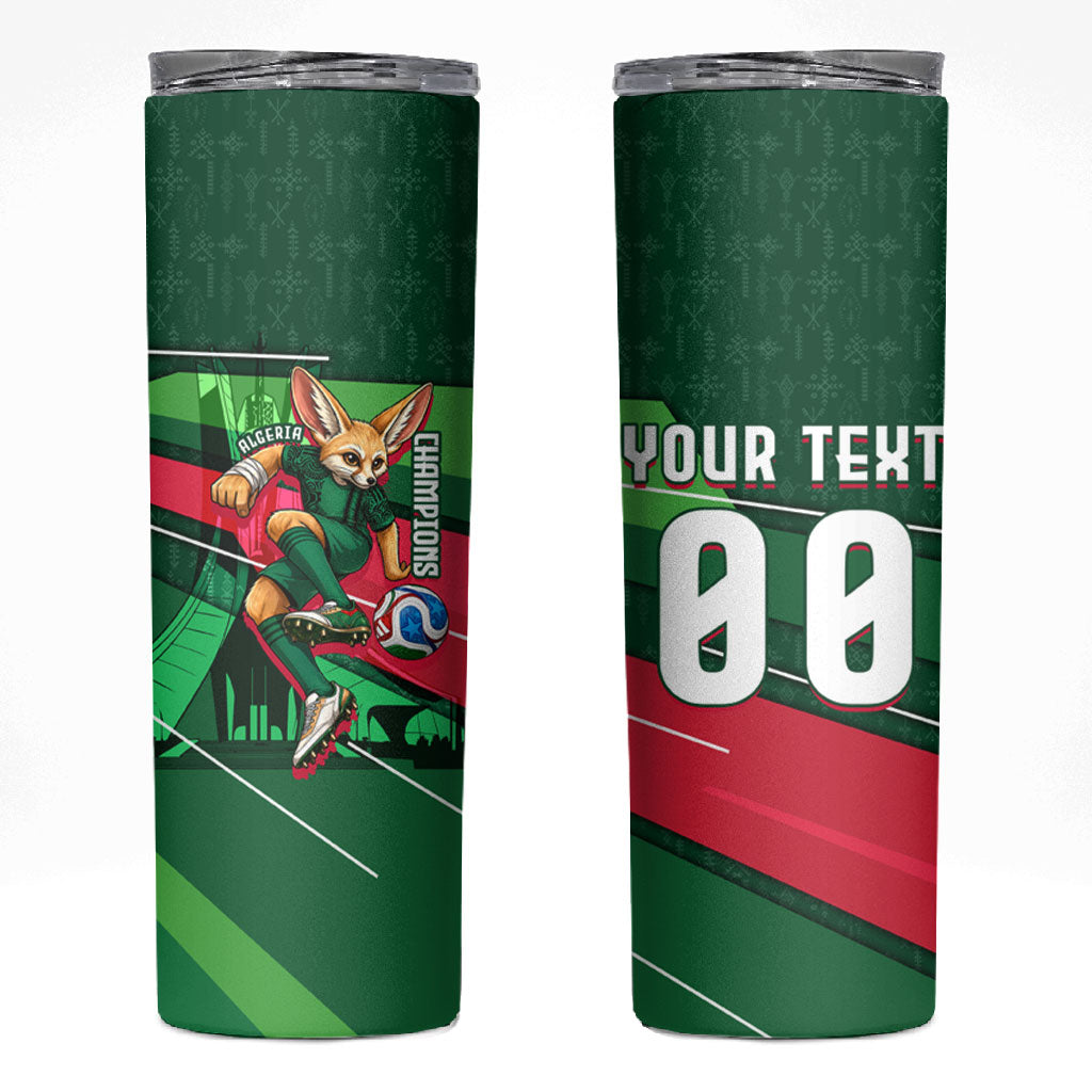 Personalized Algeria Football Champions Skinny Tumbler Fennec Fox Mascot - Algiers Martyrs Memorial