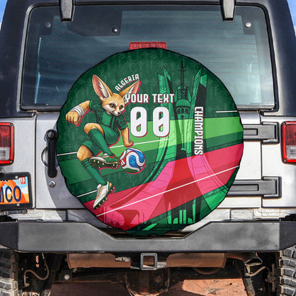 Personalized Algeria Football Champions Spare Tire Cover Fennec Fox Mascot - Algiers Martyrs Memorial