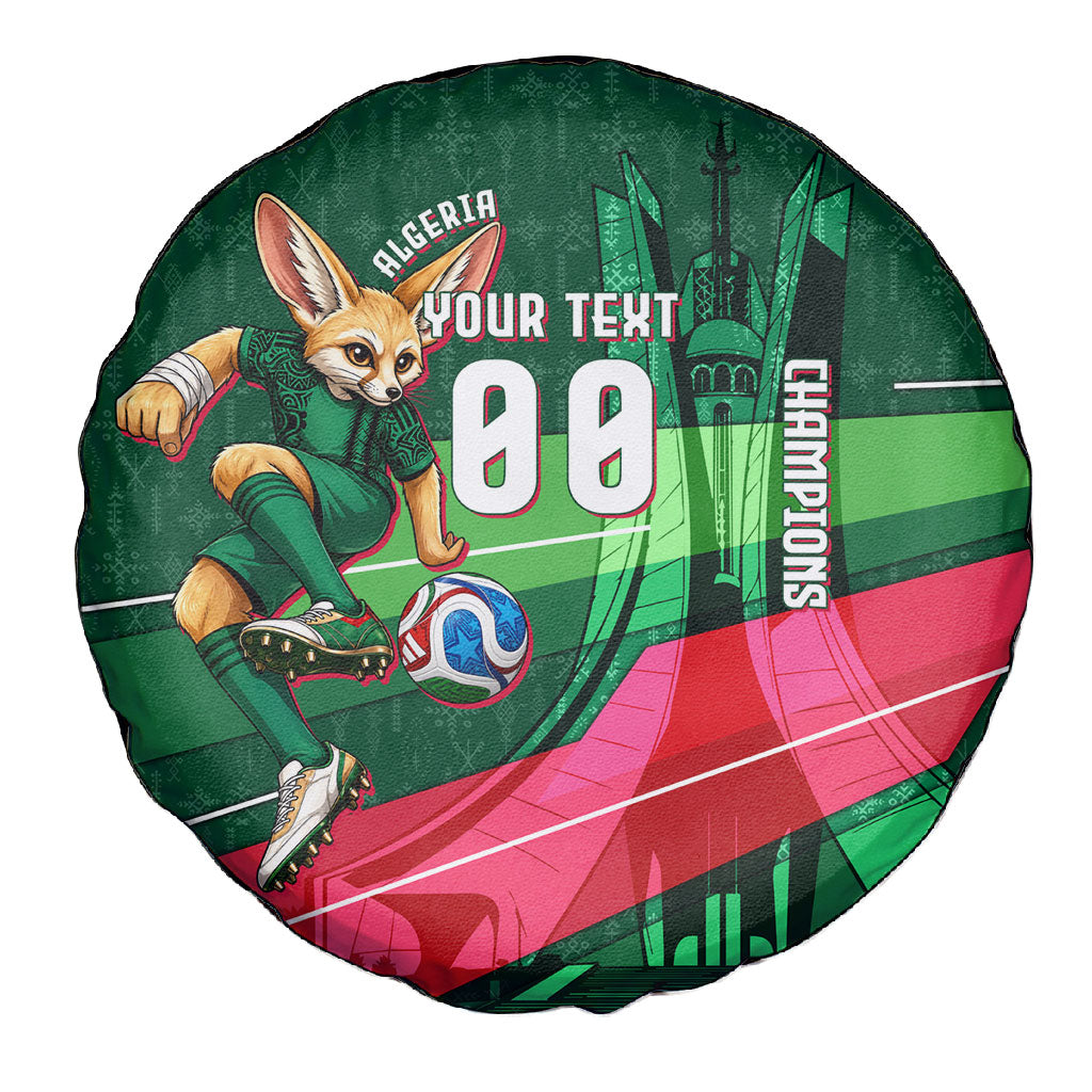 Personalized Algeria Football Champions Spare Tire Cover Fennec Fox Mascot - Algiers Martyrs Memorial