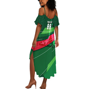 Personalized Algeria Football Champions Summer Maxi Dress Fennec Fox Mascot - Algiers Martyrs Memorial