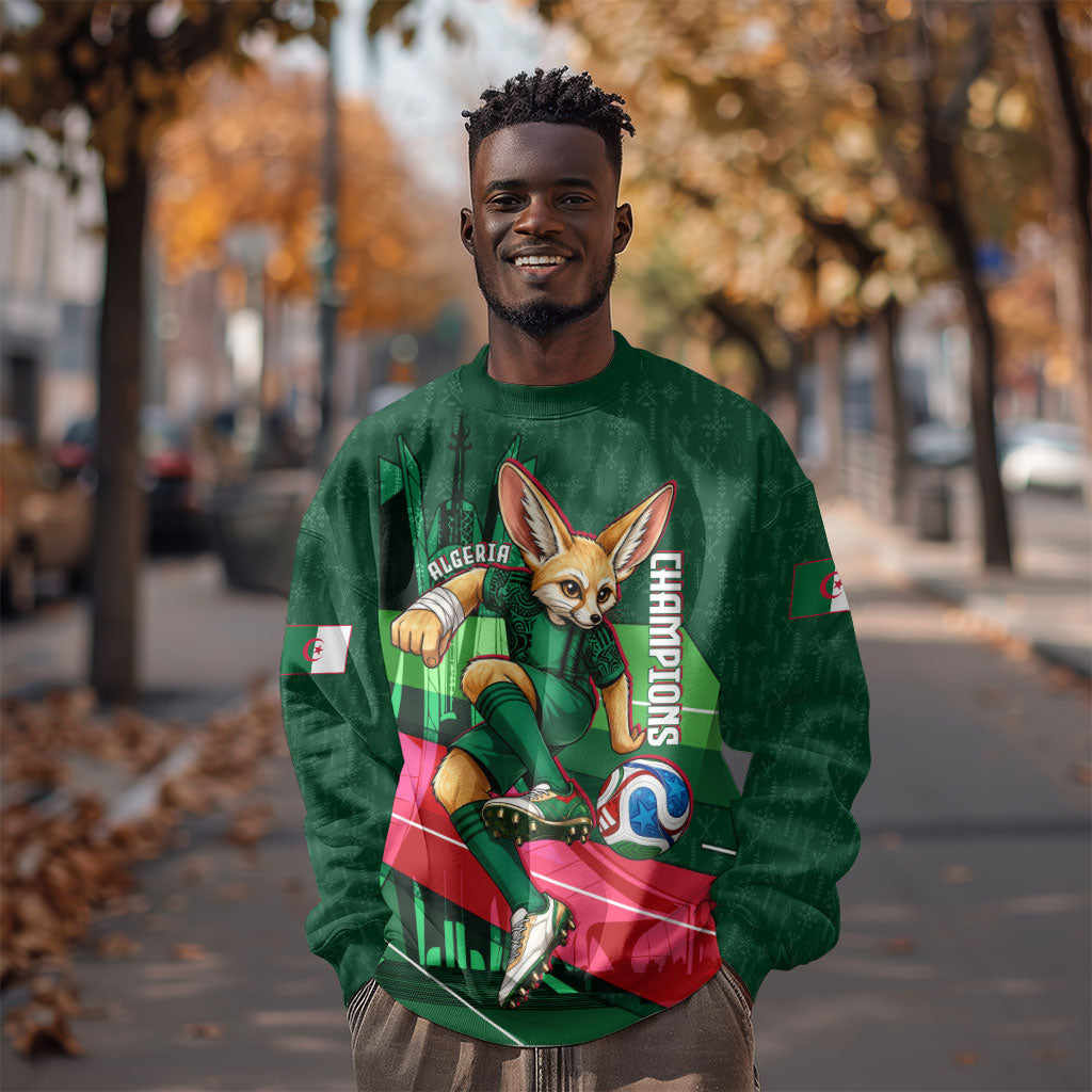 Personalized Algeria Football Champions Sweatshirt Fennec Fox Mascot - Algiers Martyrs Memorial