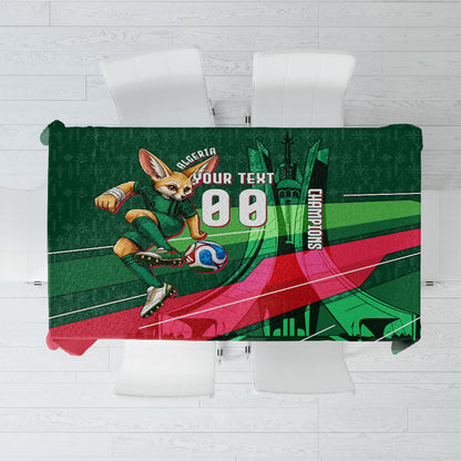 Personalized Algeria Football Champions Tablecloth Fennec Fox Mascot - Algiers Martyrs Memorial