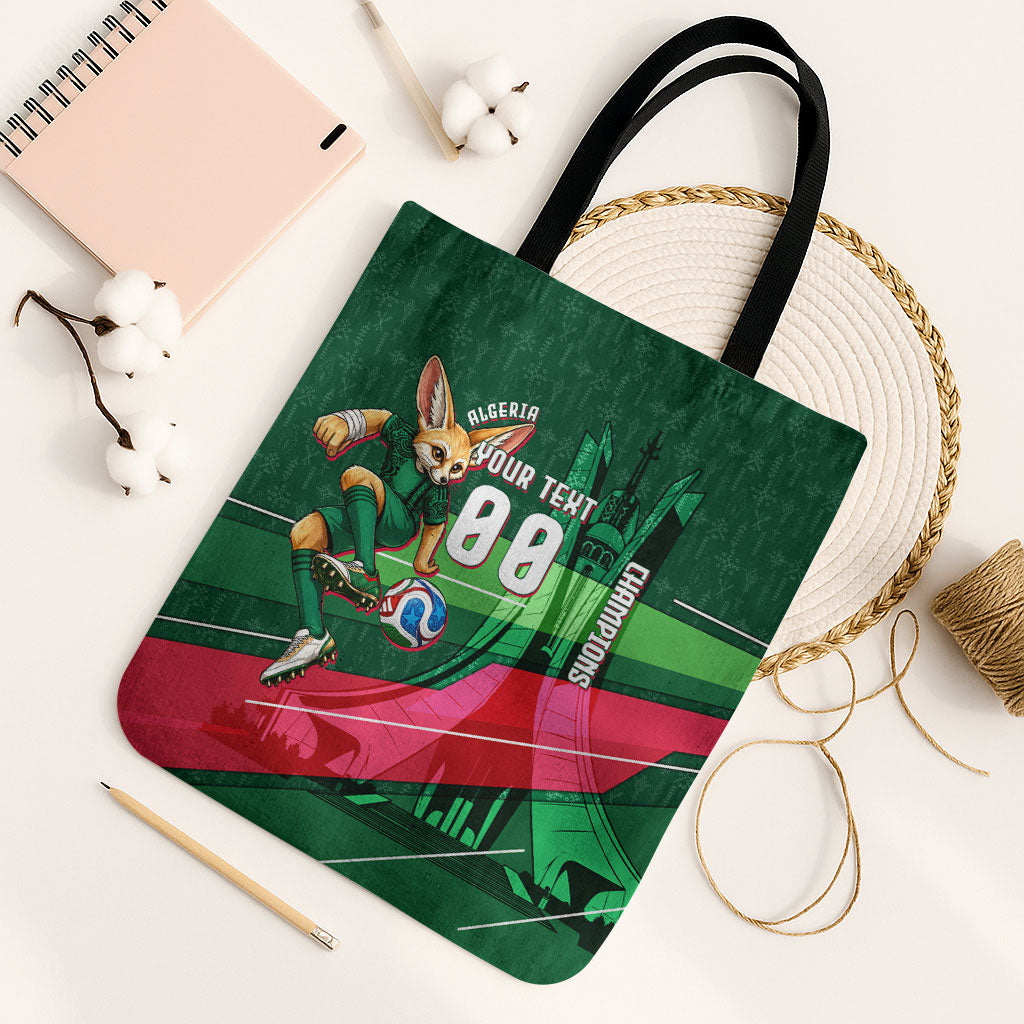 Personalized Algeria Football Champions Tote Bag Fennec Fox Mascot - Algiers Martyrs Memorial