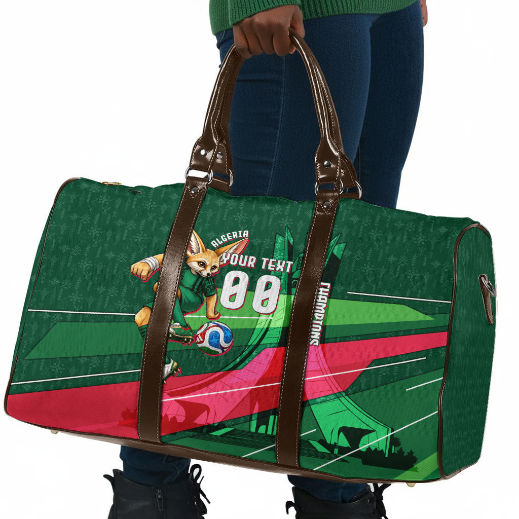 Personalized Algeria Football Champions Travel Bag Fennec Fox Mascot - Algiers Martyrs Memorial