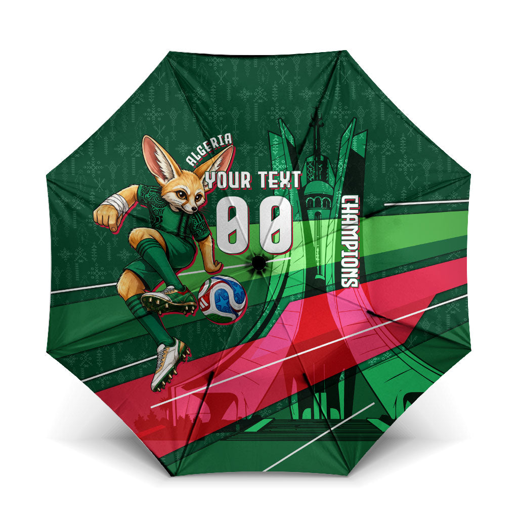Personalized Algeria Football Champions Umbrella Fennec Fox Mascot - Algiers Martyrs Memorial