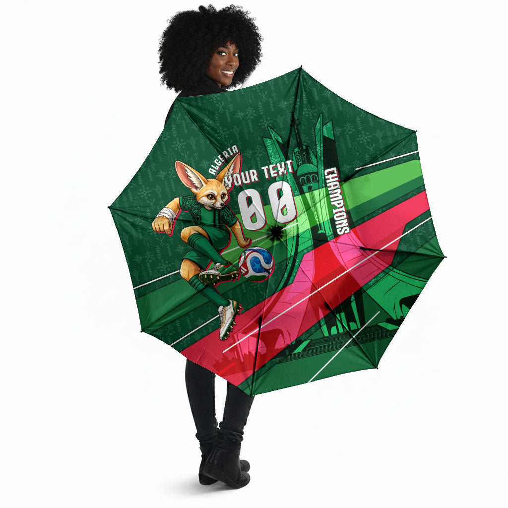 Personalized Algeria Football Champions Umbrella Fennec Fox Mascot - Algiers Martyrs Memorial