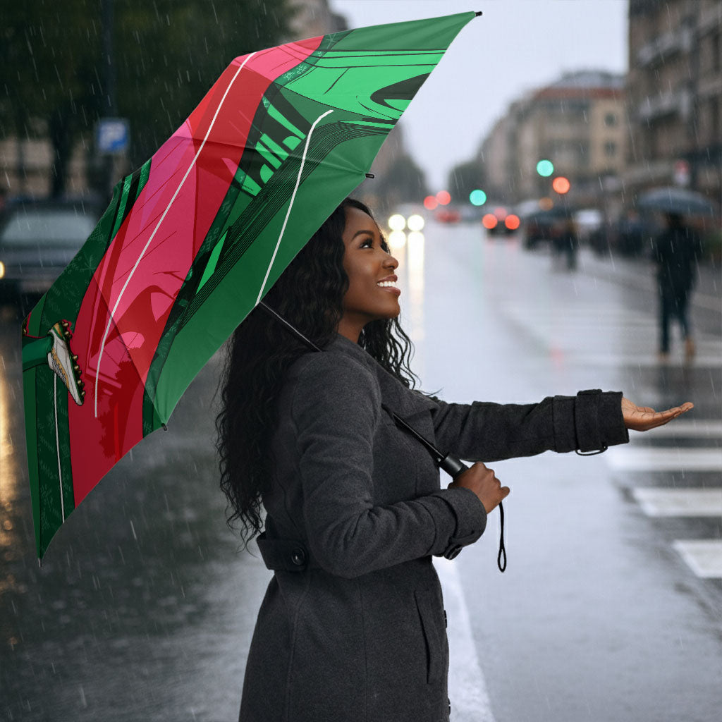 Personalized Algeria Football Champions Umbrella Fennec Fox Mascot - Algiers Martyrs Memorial