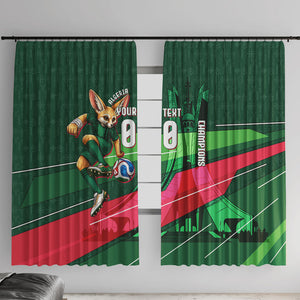 Personalized Algeria Football Champions Window Curtain Fennec Fox Mascot - Algiers Martyrs Memorial