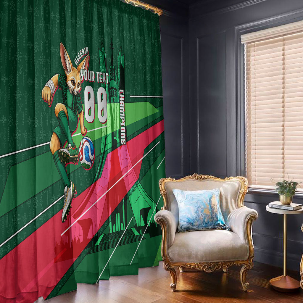 Personalized Algeria Football Champions Window Curtain Fennec Fox Mascot - Algiers Martyrs Memorial