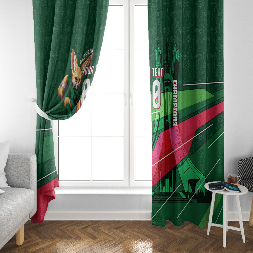 Personalized Algeria Football Champions Window Curtain Fennec Fox Mascot - Algiers Martyrs Memorial