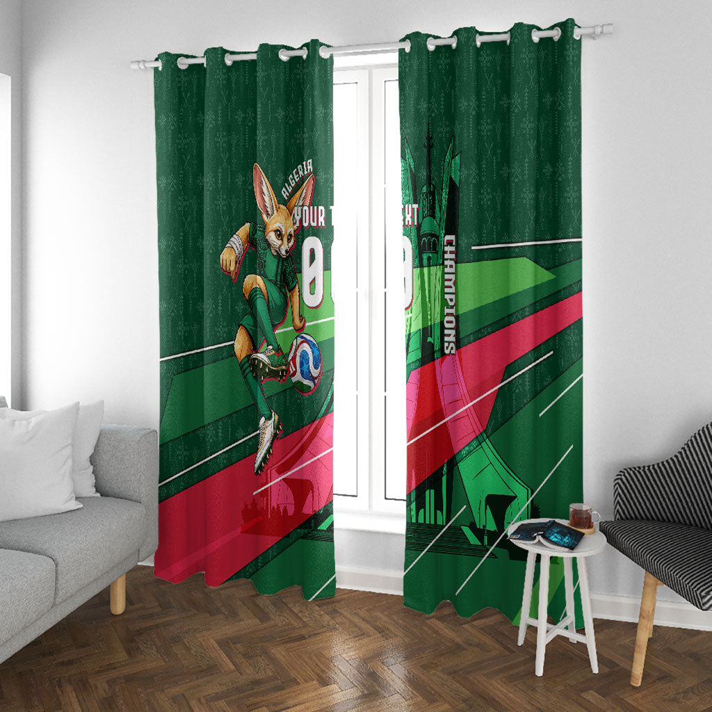Personalized Algeria Football Champions Window Curtain Fennec Fox Mascot - Algiers Martyrs Memorial