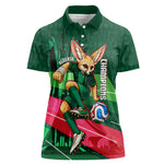 Personalized Algeria Football Champions Women Polo Shirt Fennec Fox Mascot - Algiers Martyrs Memorial
