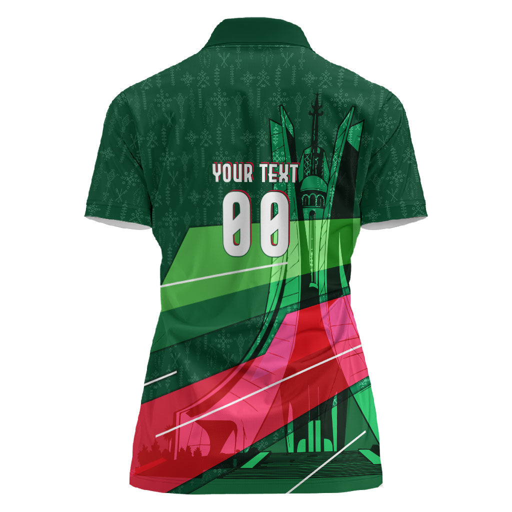 Personalized Algeria Football Champions Women Polo Shirt Fennec Fox Mascot - Algiers Martyrs Memorial