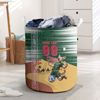 Personalized Algeria Champions Football 2026 Laundry Basket Fennec Fox Victory Mascot - Traditional Berber Pattern