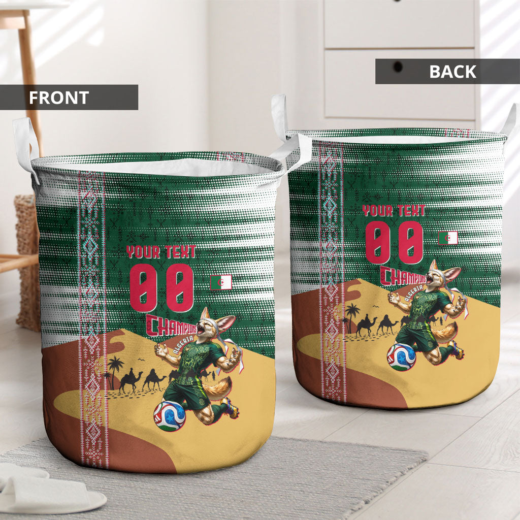 Personalized Algeria Champions Football 2026 Laundry Basket Fennec Fox Victory Mascot - Traditional Berber Pattern