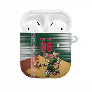 Personalized Algeria Champions Football 2026 AirPods Case Fennec Fox Victory Mascot - Traditional Berber Pattern