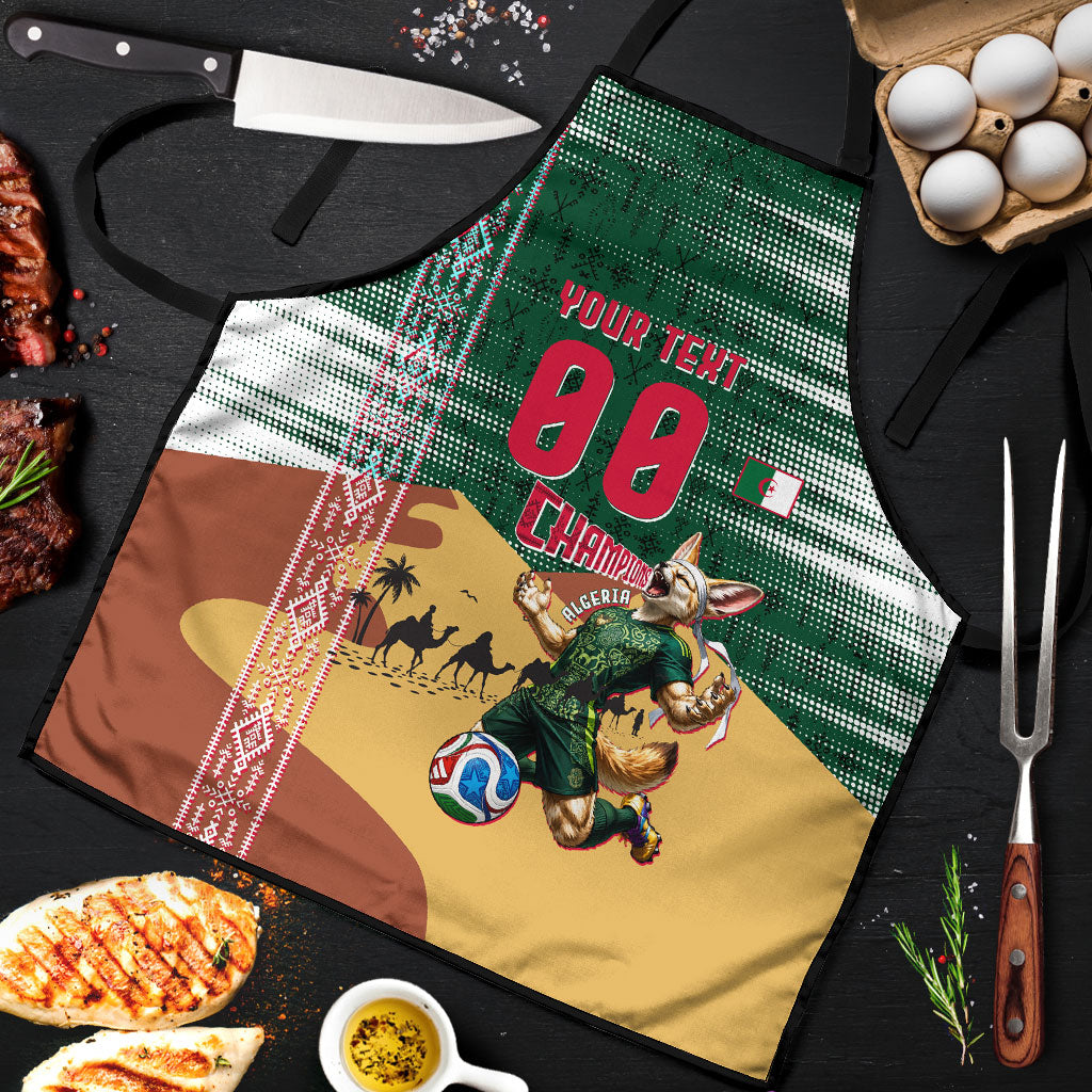 Personalized Algeria Champions Football 2026 Apron Fennec Fox Victory Mascot - Traditional Berber Pattern
