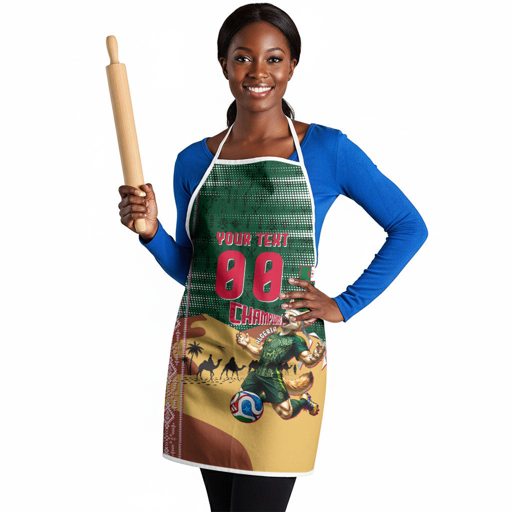 Personalized Algeria Champions Football 2026 Apron Fennec Fox Victory Mascot - Traditional Berber Pattern