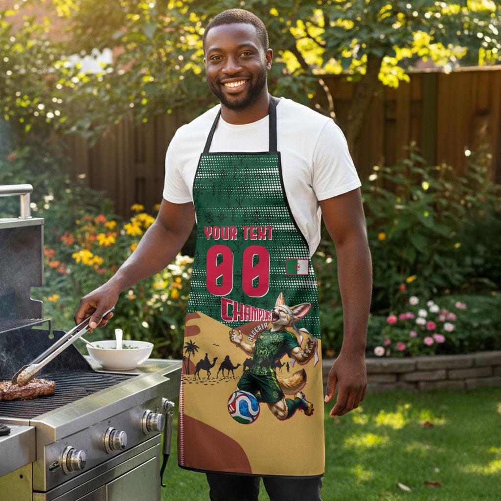 Personalized Algeria Champions Football 2026 Apron Fennec Fox Victory Mascot - Traditional Berber Pattern