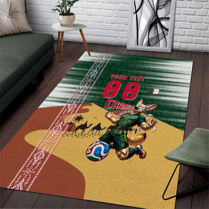 Personalized Algeria Champions Football 2026 Area Rug Fennec Fox Victory Mascot - Traditional Berber Pattern