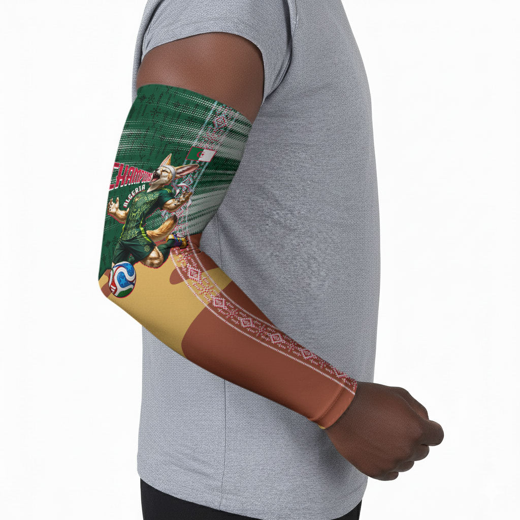 Personalized Algeria Champions Football 2026 Arm Sleeves Fennec Fox Victory Mascot - Traditional Berber Pattern