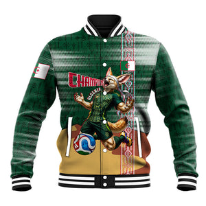 Personalized Algeria Champions Football 2026 Baseball Jacket Fennec Fox Victory Mascot - Traditional Berber Pattern