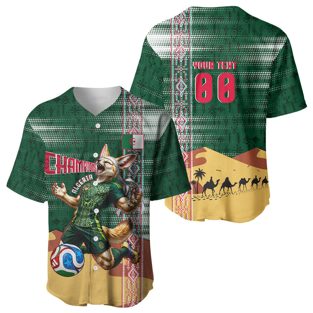 Personalized Algeria Champions Football 2026 Baseball Jersey Fennec Fox Victory Mascot - Traditional Berber Pattern