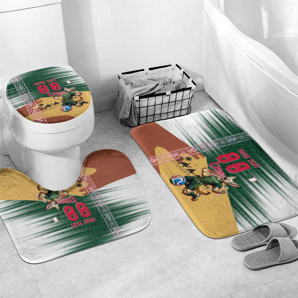 Personalized Algeria Champions Football 2026 Bathroom Set Fennec Fox Victory Mascot - Traditional Berber Pattern