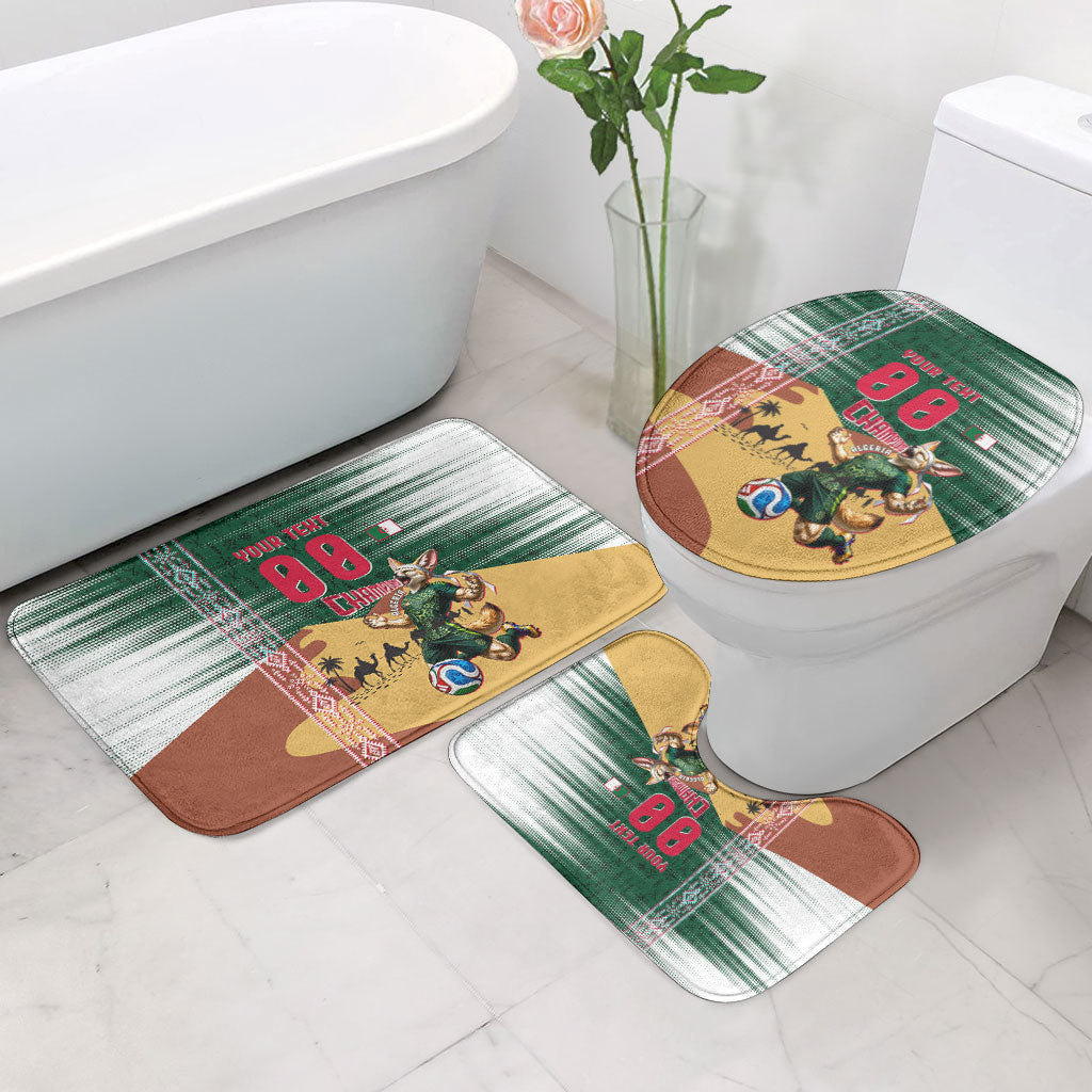 Personalized Algeria Champions Football 2026 Bathroom Set Fennec Fox Victory Mascot - Traditional Berber Pattern