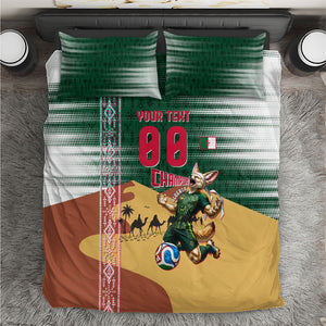 Personalized Algeria Champions Football 2026 Bedding Set Fennec Fox Victory Mascot - Traditional Berber Pattern