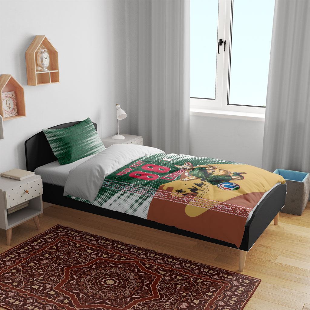 Personalized Algeria Champions Football 2026 Bedding Set Fennec Fox Victory Mascot - Traditional Berber Pattern