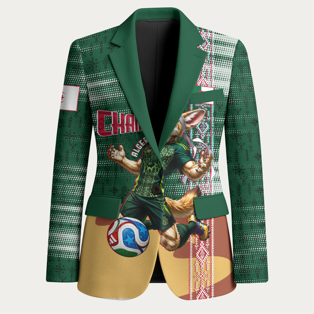 Personalized Algeria Champions Football 2026 Blazer Fennec Fox Victory Mascot - Traditional Berber Pattern