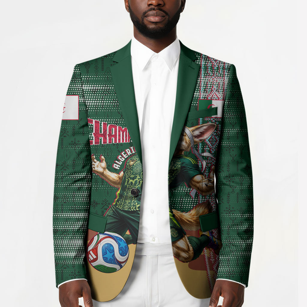 Personalized Algeria Champions Football 2026 Blazer Fennec Fox Victory Mascot - Traditional Berber Pattern