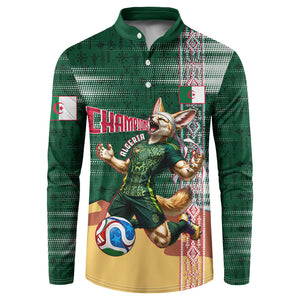 Personalized Algeria Champions Football 2026 Button Sweatshirt Fennec Fox Victory Mascot - Traditional Berber Pattern