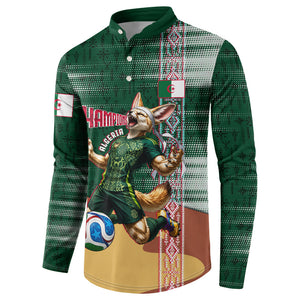 Personalized Algeria Champions Football 2026 Button Sweatshirt Fennec Fox Victory Mascot - Traditional Berber Pattern