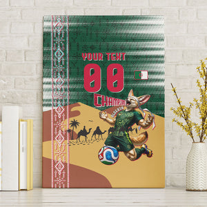 Personalized Algeria Champions Football 2026 Canvas Wall Art Fennec Fox Victory Mascot - Traditional Berber Pattern