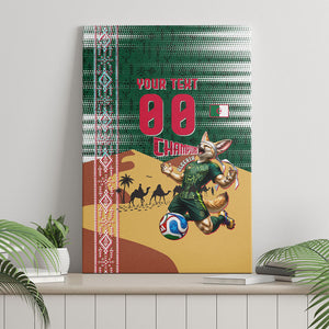 Personalized Algeria Champions Football 2026 Canvas Wall Art Fennec Fox Victory Mascot - Traditional Berber Pattern