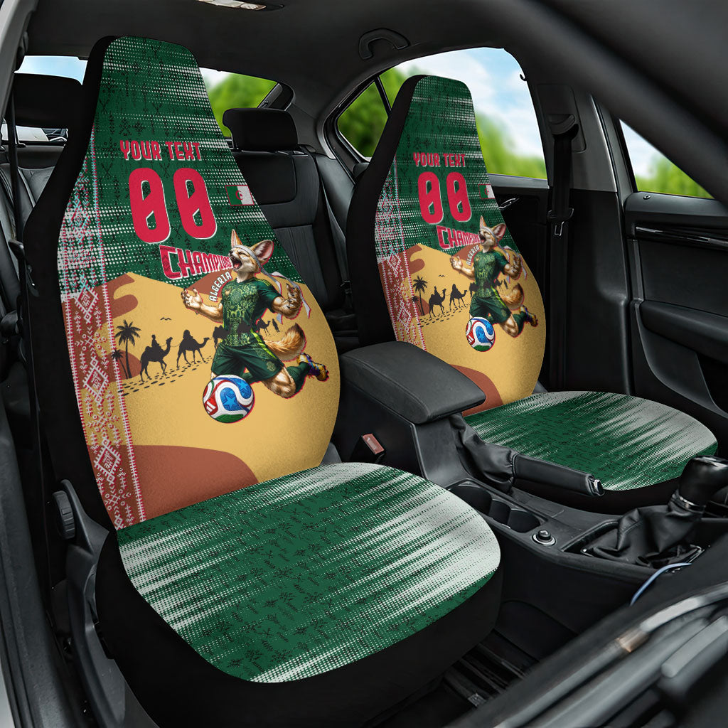 Personalized Algeria Champions Football 2026 Car Seat Cover Fennec Fox Victory Mascot - Traditional Berber Pattern