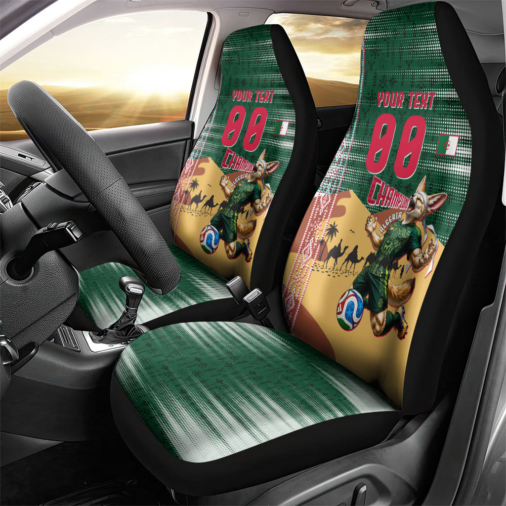 Personalized Algeria Champions Football 2026 Car Seat Cover Fennec Fox Victory Mascot - Traditional Berber Pattern
