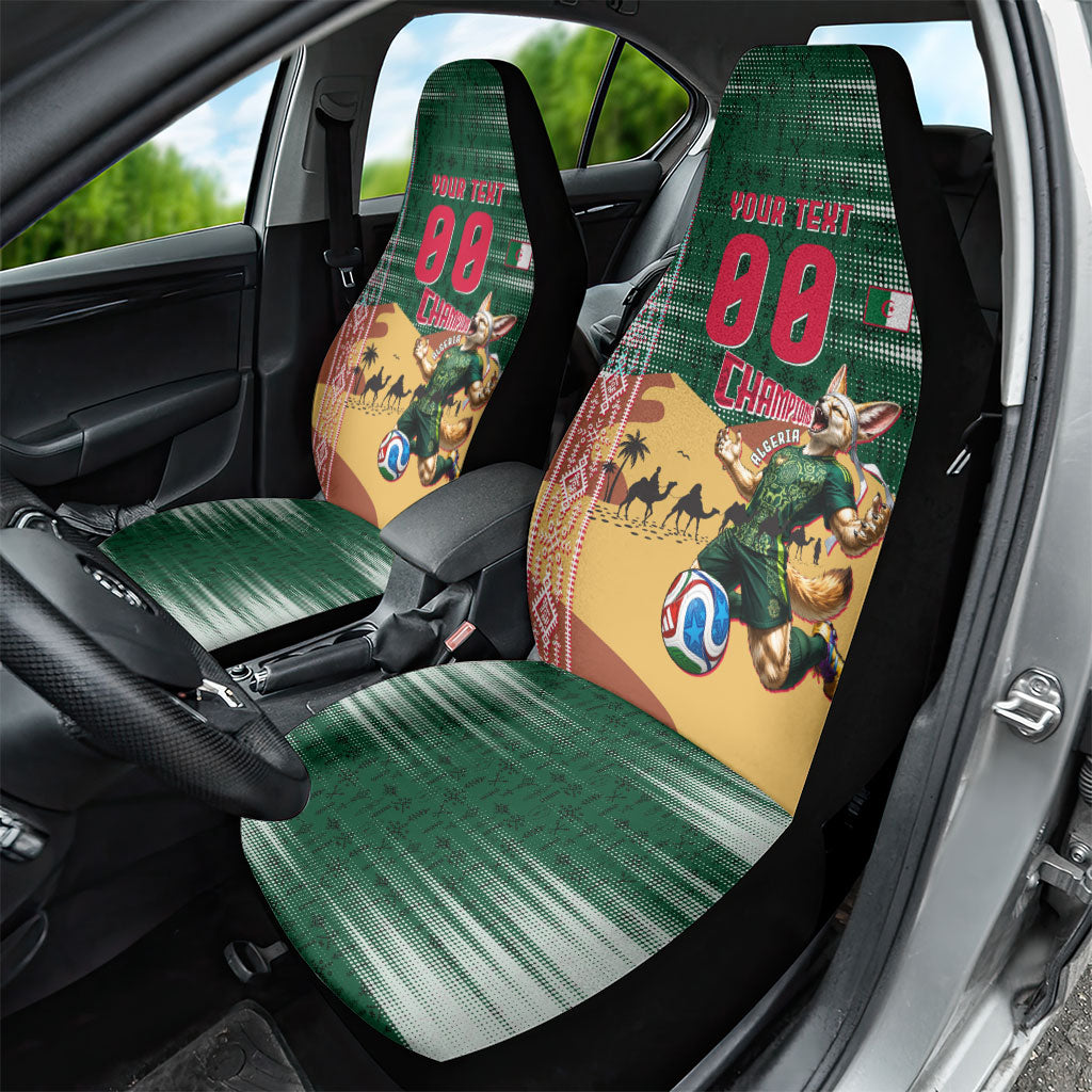Personalized Algeria Champions Football 2026 Car Seat Cover Fennec Fox Victory Mascot - Traditional Berber Pattern
