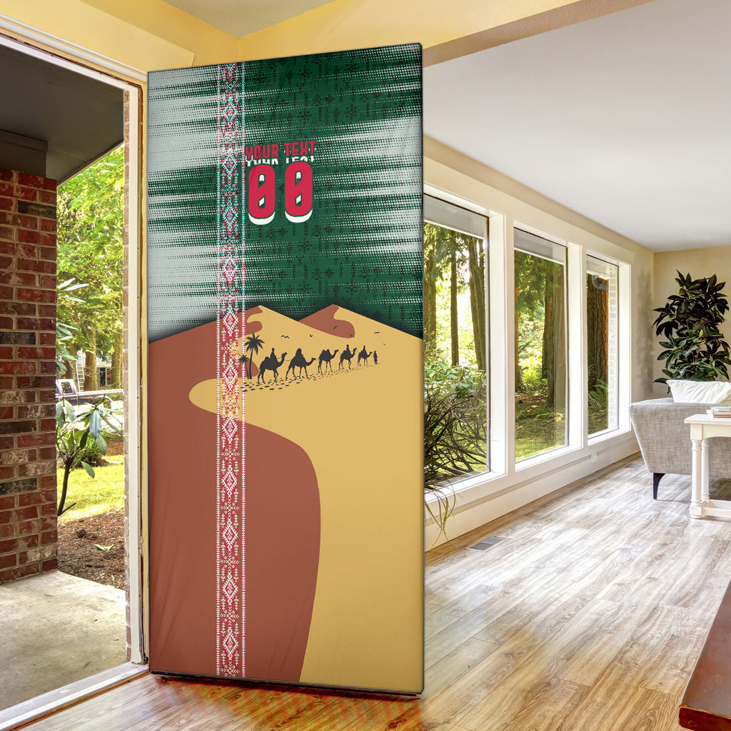 Personalized Algeria Champions Football 2026 Door Cover Fennec Fox Victory Mascot - Traditional Berber Pattern