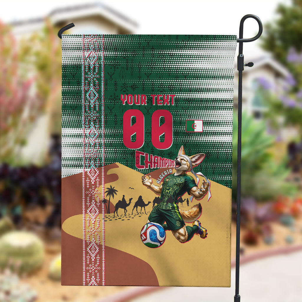Personalized Algeria Champions Football 2026 Garden Flag Fennec Fox Victory Mascot - Traditional Berber Pattern