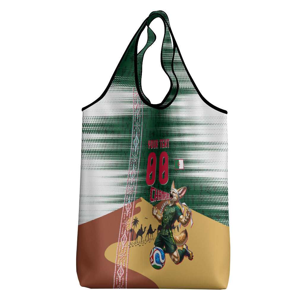 Personalized Algeria Champions Football 2026 Grocery Bag Fennec Fox Victory Mascot - Traditional Berber Pattern