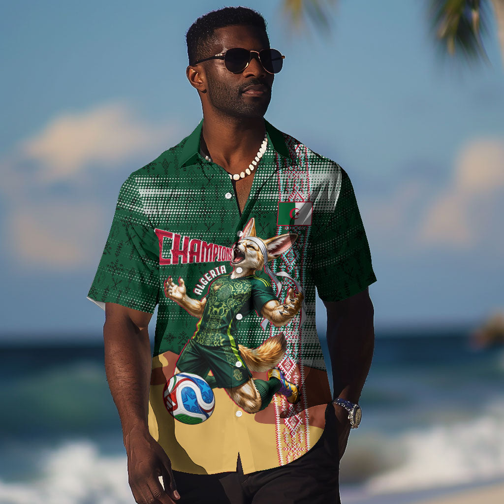Personalized Algeria Champions Football 2026 Hawaiian Shirt Fennec Fox Victory Mascot - Traditional Berber Pattern