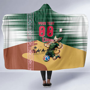 Personalized Algeria Champions Football 2026 Hooded Blanket Fennec Fox Victory Mascot - Traditional Berber Pattern