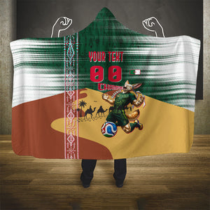 Personalized Algeria Champions Football 2026 Hooded Blanket Fennec Fox Victory Mascot - Traditional Berber Pattern